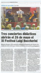 2017-05-13 Noticia Diario Avila XI Festival Boccherini
